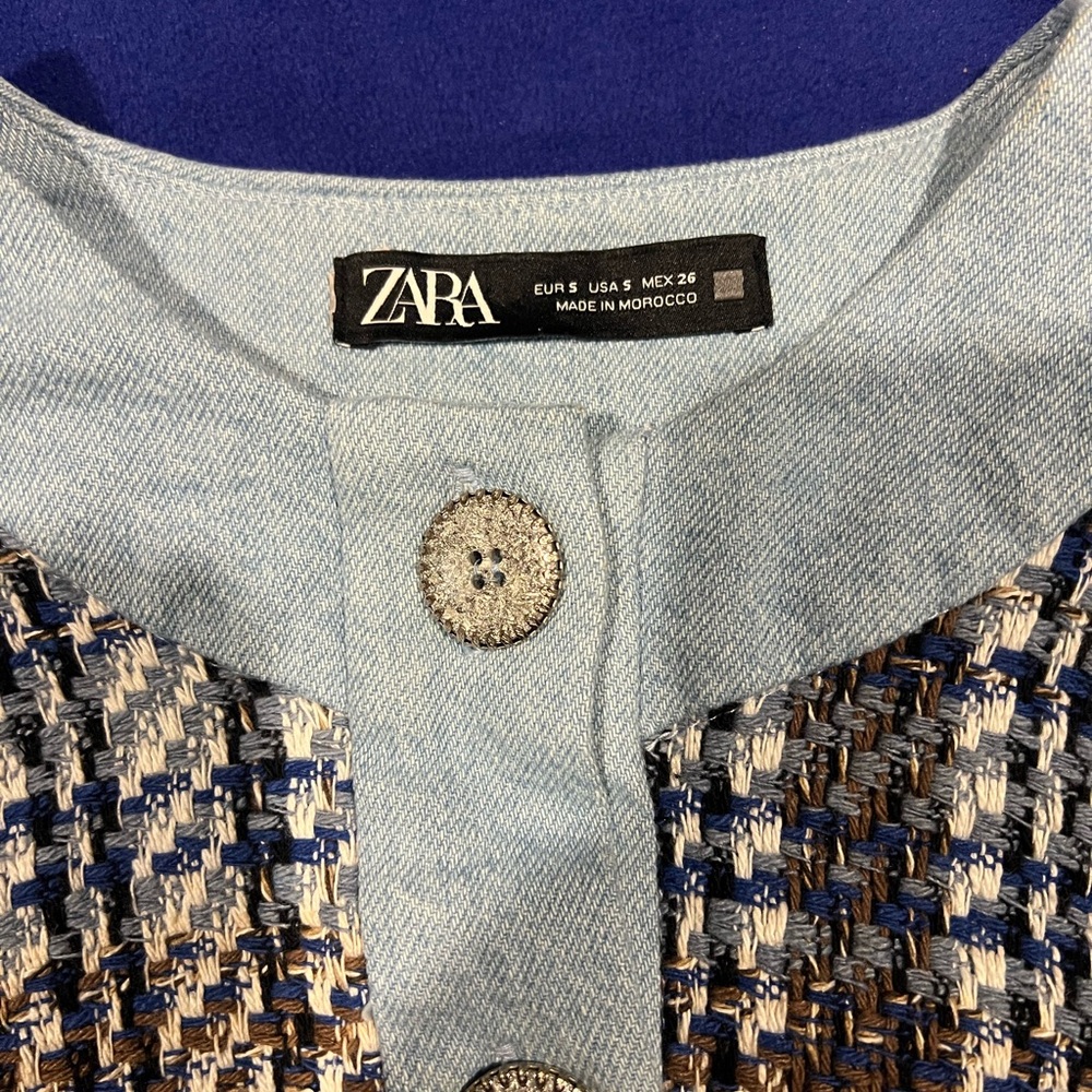 Zara Denim and Navy Tweed Jacket